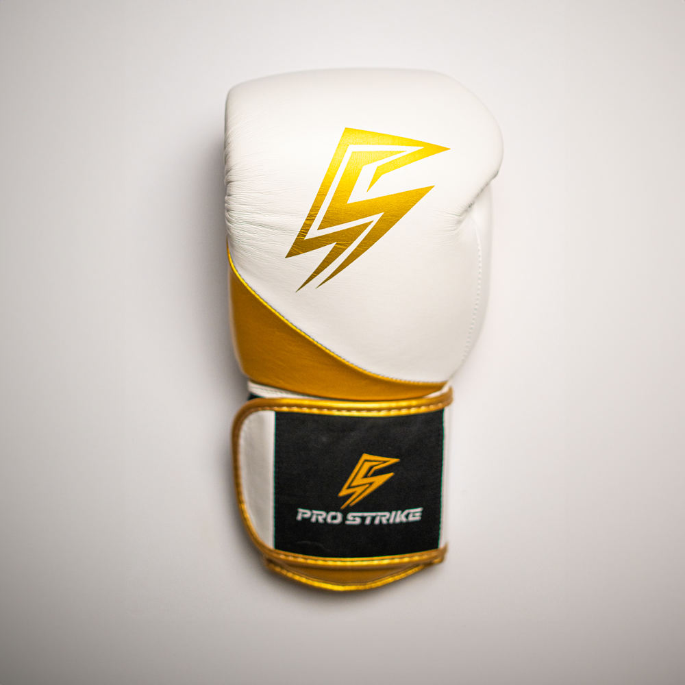Boxing gloves with velcro strap.