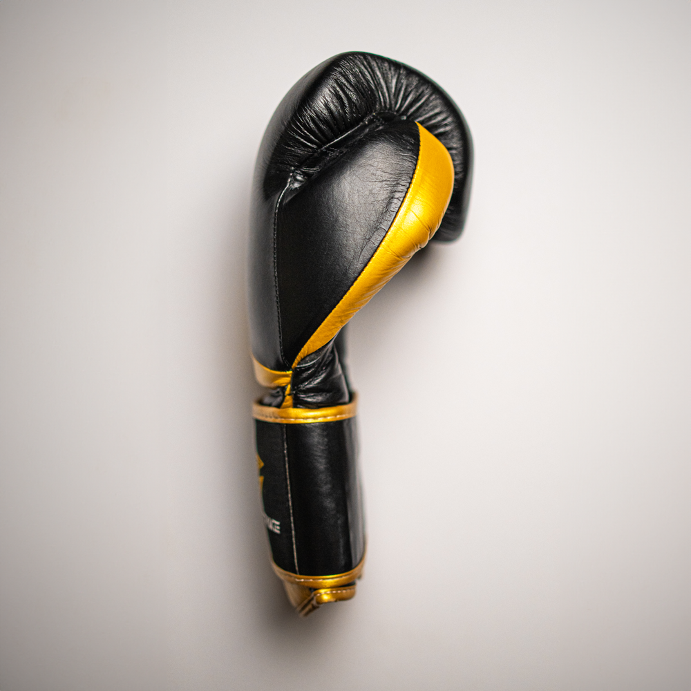 Boxing gloves with velcro strap.